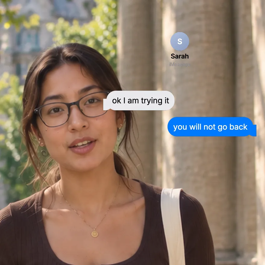 A creator talking to camera with a text message thread starting ok I am trying it