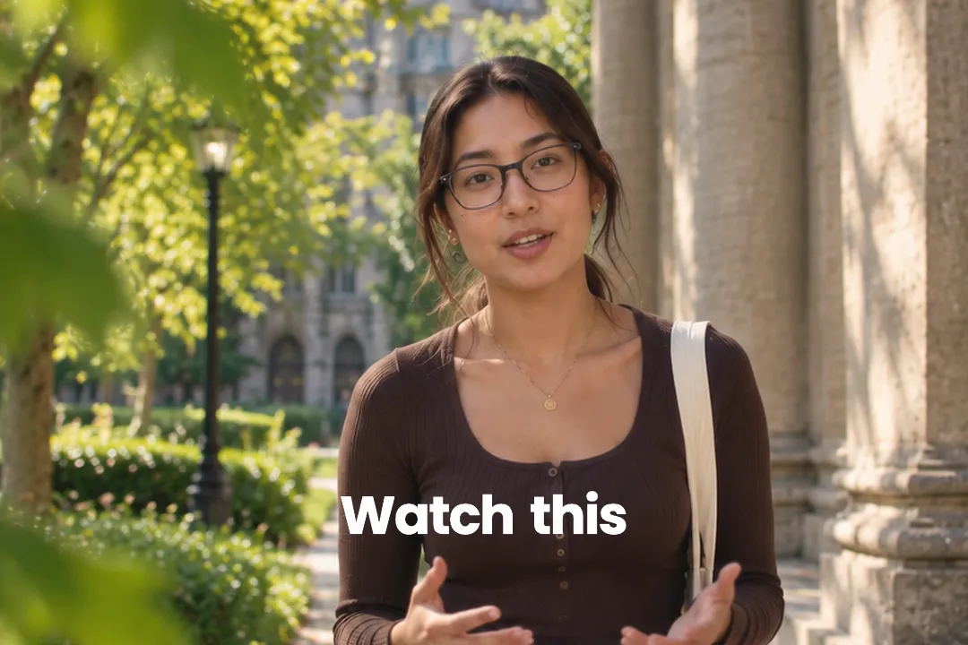 A creator talking to camera with the words Watch this revealed by sliding up